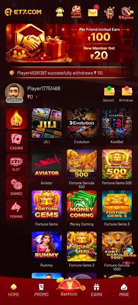 ETC APP Real Game Interface with 100+ Games